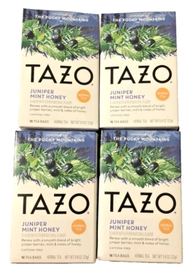 Tazo Juniper Mint Honey Herbal Tea Caffeine Free 16 Bags BB 11/2025 Lot of 4 - Image 1 of 4