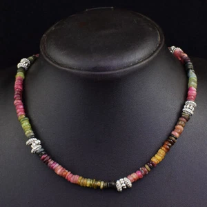 Untretaed 159 Cts Natural Watermelon Tourmaline Beads Necklace Jewelry JK 07E352 - Picture 1 of 3