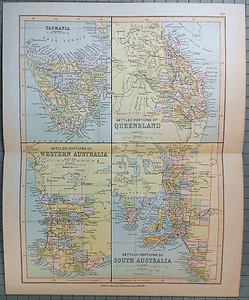 Original Map of  the Settled Portions of Australia by Wm Collins Sons & Co c1875 - Picture 1 of 3