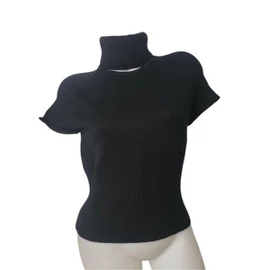 Suéter Moda Int para mujer grande mezcla de seda cachemir manga corta cuello alto tejido - Imagen 1 de 7