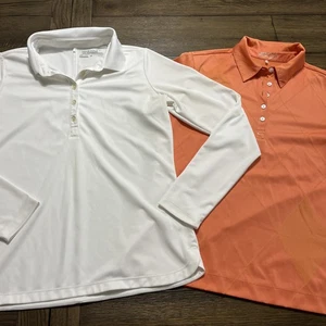 Nike -2-Medium Golf Damen Dri-Fit Shirts orange kurz & weiß langarm - Bild 1 von 12