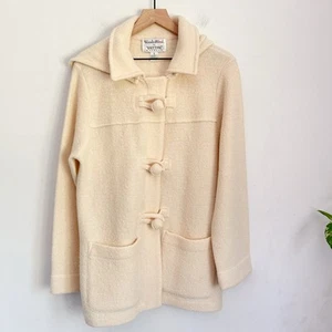 Wondra Wolljacke mit Knopfleiste und Kapuze Größe S Creme - Bild 1 von 5