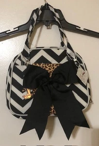 The Charlene Wine Purse By VivaJennz New With Tags Black and White Chevron w/Bow - Picture 1 of 9