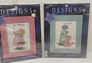 2 Cross stitch kits w/mat "I Love You" "For Mommy" Designs for the Needle New - Picture 1 of 7
