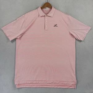 Camisa Polo Peter Millar Verano Confort Para Hombres XL Roja Blanca Rayas Cuello Granja Golf - Imagen 1 de 11