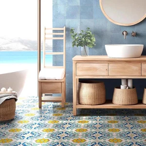 VIETRI MAIOLICA PRAIANO - GRES PORCELLANATO DECORO MAIOLICA 34X34 STILE MEDITERR - Foto 1 di 6