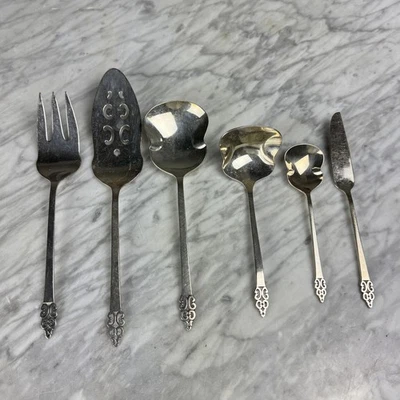 Juego de servir cubiertos con incrustaciones de plata profunda internacional vintage 6 piezas Foto 1 de 4