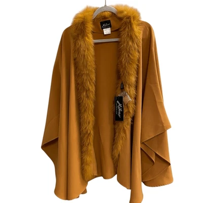 NWT Milano Poncho with Faux Fur Trim Bronze One Size - Image 1 of 4
