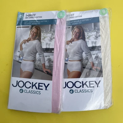 2 JOCKEY Clásicos Calzoncillos Panty Algodón Peinado Cobertura Completa Rosa Marfil Y2K De Colección Talla 8 Foto 1 de 4