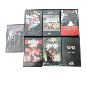 Lot Of 7 1980s Original Metal Rock Audio Cassettes AC/DC Motley Wasp Cinderella - Picture 1 of 9
