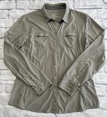 Camisa para mujer Kuhl Ezra mediana manga larga bolsillos grises con botones *Leer descripción Foto 1 de 4