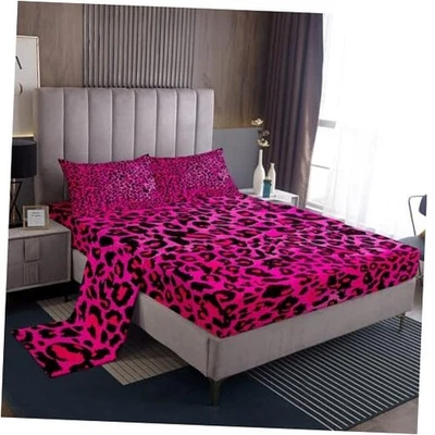  Lençol infantil rosa quente tamanho animal estampa preto completo rosa quente - Imagem 1 de 4