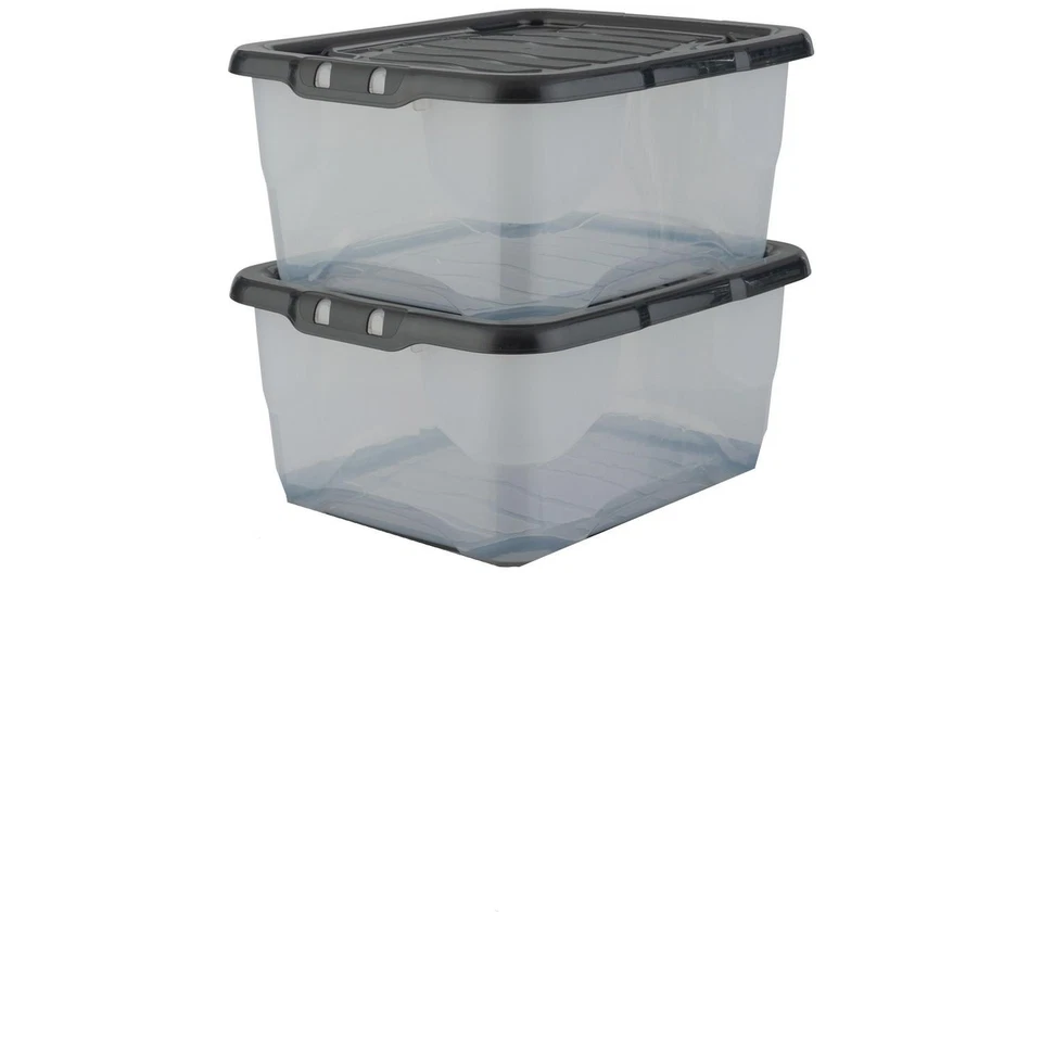 3 x Argos Home Curve 10L Clear Plastic Boxes with Lids  Storage  Stackable - Image 1 of 4