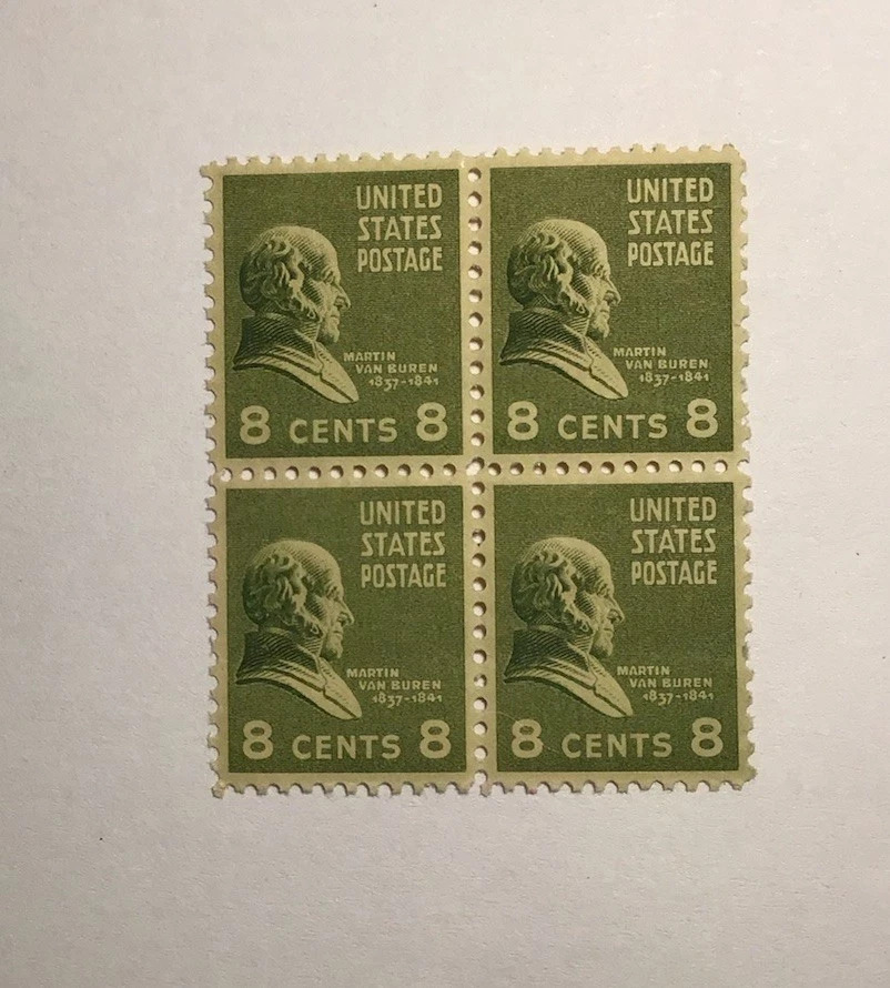 US 8 cent Martin Van Buren 1934, Scott 813, block of 4, MNH/OG/FVF. - Image 1 of 1