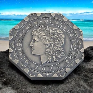 2025 Daniel Carr Clark Gruber $60 Antiqued 1.5 oz Silver Octagon Moonlight Mint - Picture 1 of 4