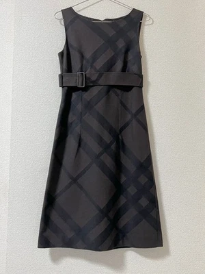 Burberry London Wool Cotton Plaid Sleeveless Dress Belt Size 40 Used - Image 1 of 4