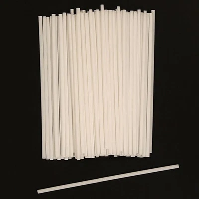 GEM IMPORTS White Thin Biodegradable Compostable Drinking Party Straws 20cm - Pack of 80