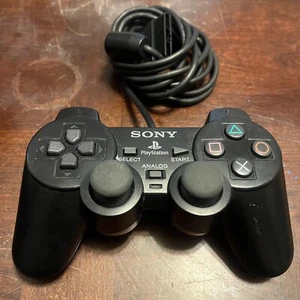 Sony PlayStation 2 PS2 Dual Shock Analog Controller Black Genuine OEM Scph10010 - Picture 1 of 3