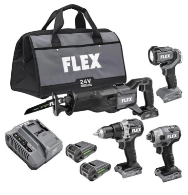 Flex 4 Combo Kit FXM401-2A Impact Driver Recip Saw Drill Driver NO battery READ - Image 1 of 4
