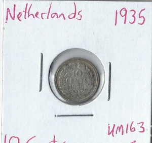 Moneda Países Bajos 10 Céntimos 1935 KM163, plata - Imagen 1 de 3
