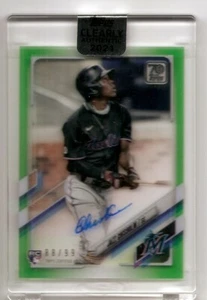 2021 Topps Clearly Authentic Jazz Chisholm Green Auto Card /99 Miami Marlins - Picture 1 of 2