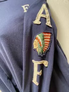 Abercrombie + Fitch Womens Navy Sweatshirt Indian Native American Sleeve SMALL - Picture 1 of 10