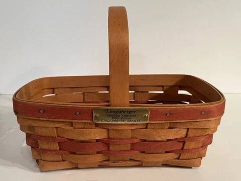 Vintage 1990 Longaberger Gingerbread Basket Christmas Collection Rectangle Cover