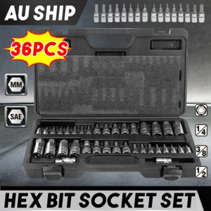 Precision 36PCS Hex Bit Socket Set Metric Imperial Allen Key Combo With Adapter - Picture 1 of 12