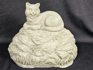 RARO De colección 2000 Gris Gato sobre Pila de Roca Exterior Hide-A-Key/Todo EK4166/Nuevo - Imagen 1 de 10