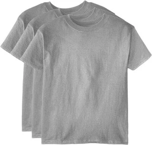 Hanes Big Boys' Short Sleeve Beefy Tee Pack of 3, Light Steel, Small S NEW NWT - Picture 1 of 4