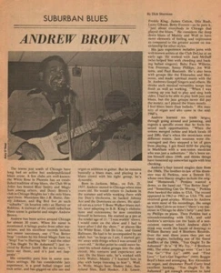 1976 Andrew Brown Chicago Illinois Suburban Blues - 2-Page Vintage Article - Picture 1 of 1