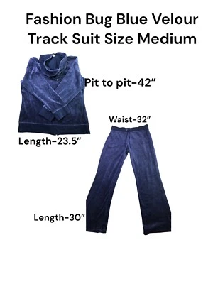 Moda Bug Mujer’s Mediano Terciopelo Traje de Pista Sudadera con Capucha y Pantalones Elásticos con Cordón Azul Foto 1 de 4