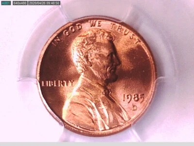 1985 D Lincoln Memorial Cent PCGS MS 67 RD 33396399 - Image 1 of 3