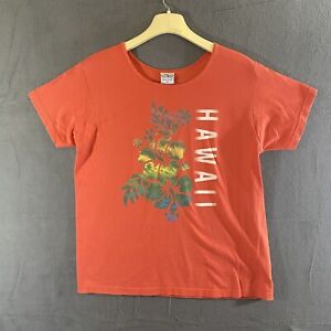 Crazy Shirts Hawaii T Shirt Womens Medium Orange Graphic Short Sleeve Floral