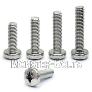 #10-32 x 1/2" - Phillips Pan Head Machine Screws, 18-8 Stainless Steel UNF Fine - Picture 1 of 3