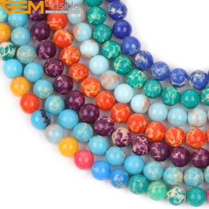 15'' Round Assorted Color Stone Beads Natural Sea Sediment Loose Beads Jewelry - Picture 1 of 96
