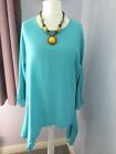 ONE LIFE Turquoise 100% Cotton Dipped Hem Tunic Flared Sleeves  Size 1 50