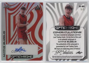2022-23 Leaf Optichrome Red Prismatic /5 Matas Buzelis #BA-MB1 Auto