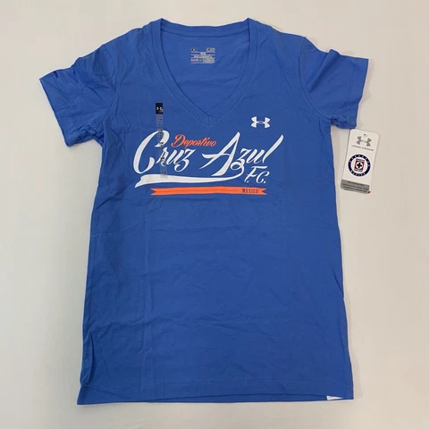 NWT Women’s Cruz Azul t-shirt Sz S futbol Mexican soccer club Jersey Blue V-neck Cover