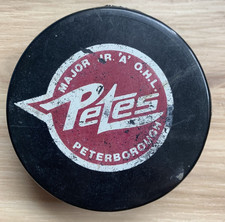 Peterborough Petes 1981-2015 OHL Hockey Puck White Shield Reverse CHL JR. A