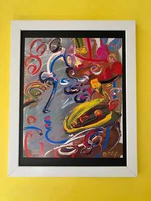 PETER MAX | COLORFUL 1990's VINTAGE SIGNED PRINT  POP ART | NEW  14X11 IN. FRAME Foto 1 de 4