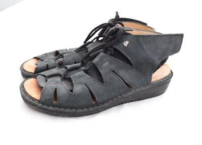 Sandalias Finn Comfort Málaga 38 Sandalias con cordones para mujer Cuero negro Punta abierta Foto 1 de 4