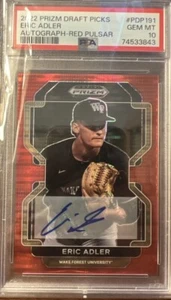 Pop 1 Rookie Eric Adler Auto 4/9 Panini Prizm Red PSA 10 GEM Chicago White Sox - Picture 1 of 3