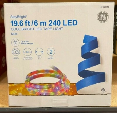GE StayBright 240-Light 19.6-ft Multicolor Integrated LED Christmas Tape Lights - Image 1 of 4
