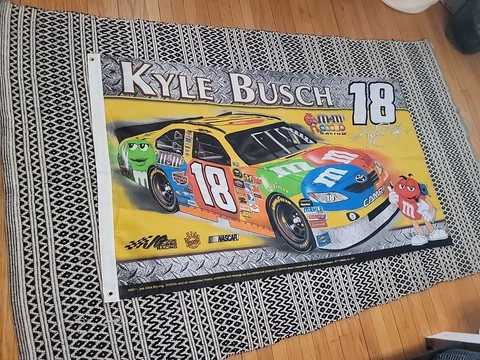 Kyle Busch Flag 3x5  2011 M&M NASCAR Toyota Camry Joe Gibbs Racing.   NEW Cover