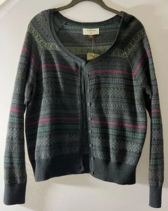 Sonoma Life & Style Sweater Junior Petite Large Gray Multi Cotton L-Sleeve - Picture 1 of 11