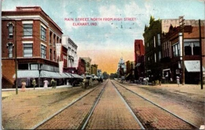 Elkhart IN Main Street From High Street Horse Trolley Tracks c1905 postcard HQ16 - Picture 1 of 2