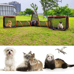 Tenda da gioco pieghevole 4 in 1 da esterno portatile per animali domestici gatti tunnel recinti casa - Foto 1 di 44