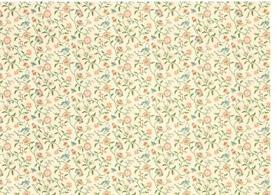 Обои для кукольного домика броднакс «Папильон персик» цветочный масштаб 1:12 французское кантри - Изображение 1 из 4