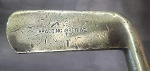 Antique Vintage Heavy Spalding Special Brass Hickory Wood Shaft Golf Club Putter - Picture 1 of 13